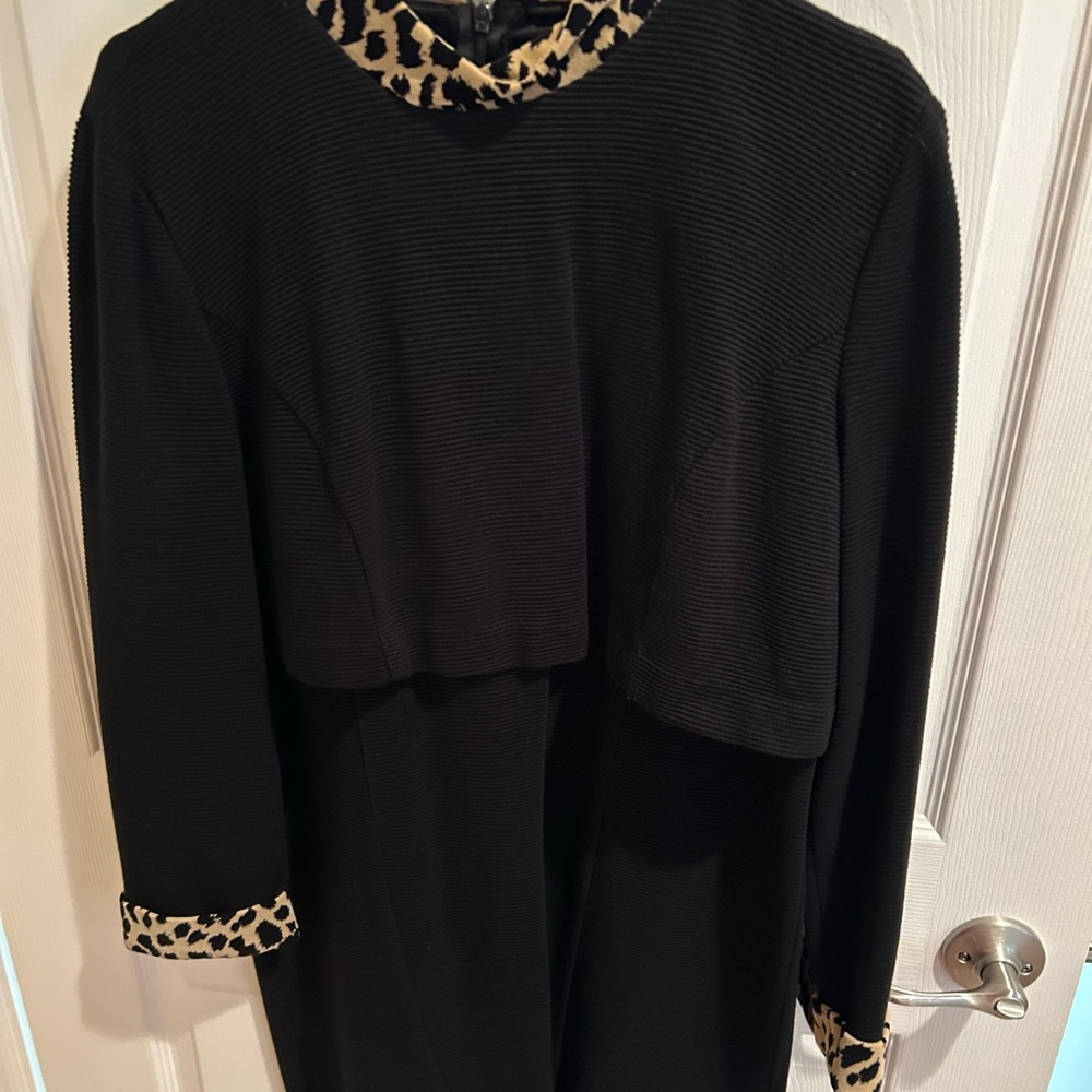 Jessica Howard Black Dress with Animal Print Accents